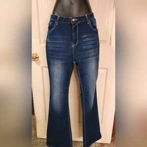 Classic Women's Dark Wash Flare Leg Blue Jeans
